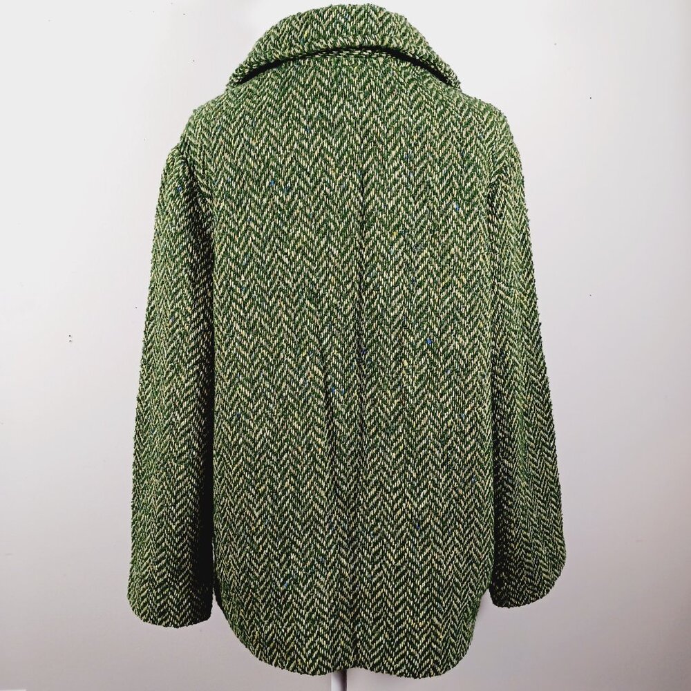 Boyne Valley Weavers Ireland, Dbl. Breasted Green/Cream Herringbone Tweed Jacket - Picture 4 of 16